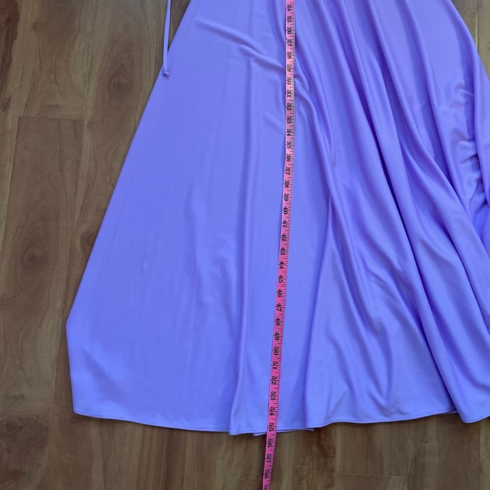 Vintage 70s Pastel Purple Ruffle Spaghetti Strap Formal Maxi Dress Gown XXS/XS - Picture 9 of 9